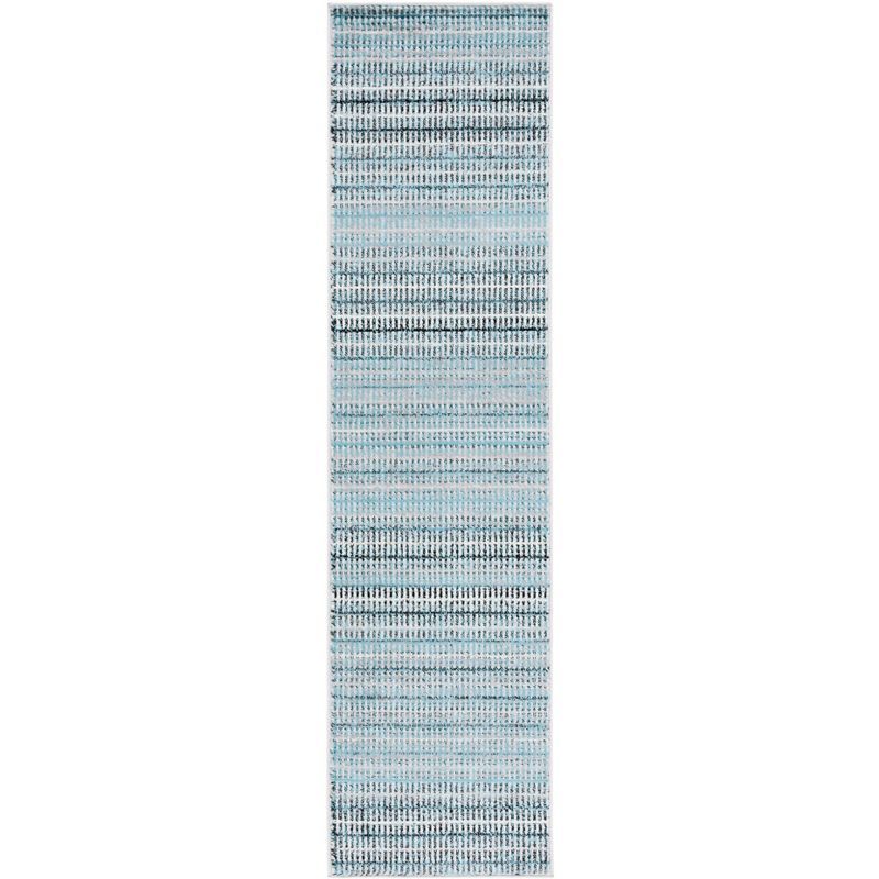 Reversible Medallion Blue Synthetic 24x12 Rectangular Rug