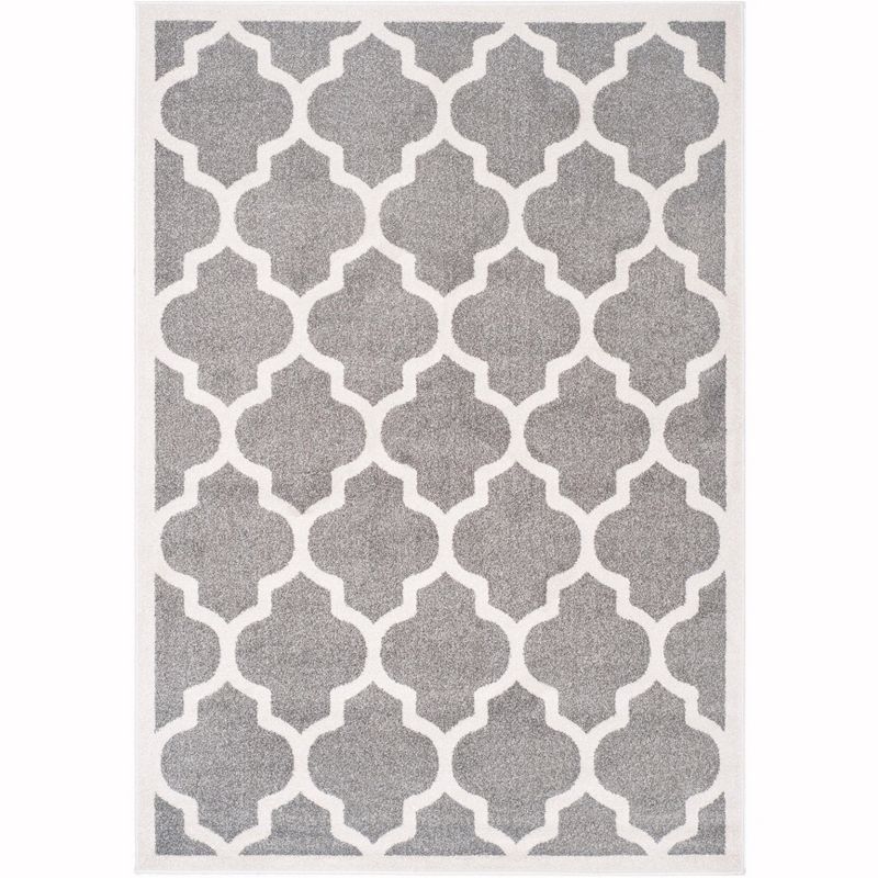 Dark Grey and Beige Geometric Synthetic Area Rug