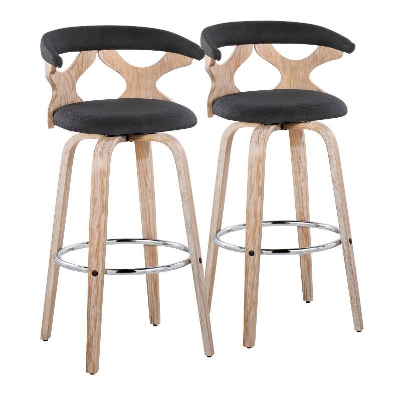 Gardenia Black Wood and Metal Swivel Barstool Set