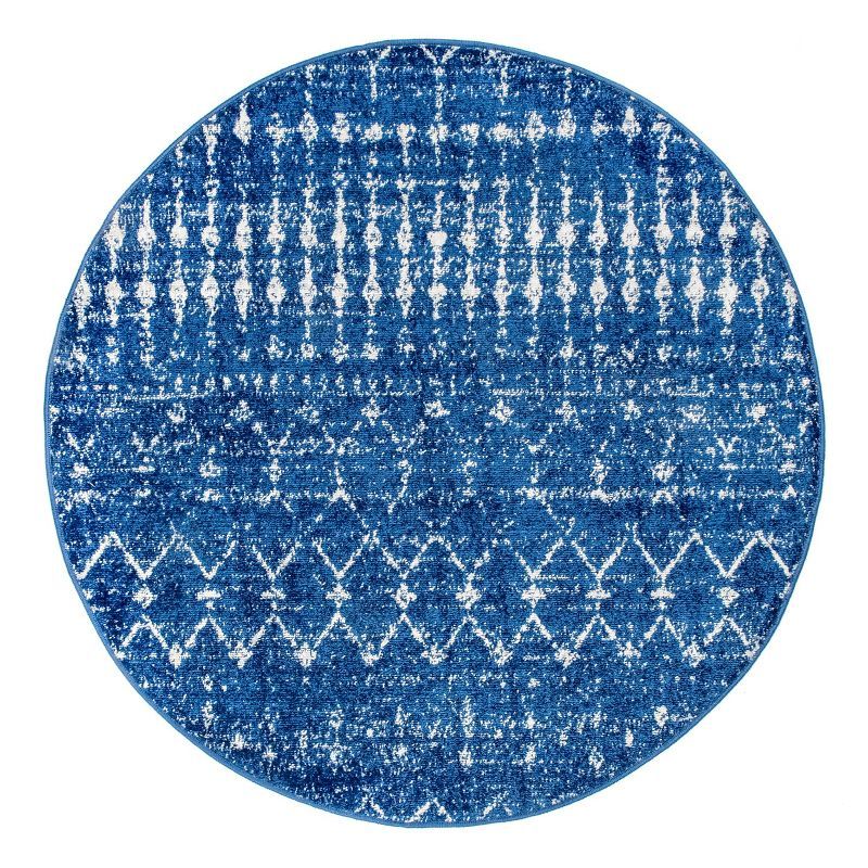 Blue Oval Moroccan Trellis Synthetic Area Rug