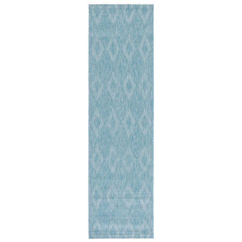 Aqua Blue Synthetic Non-Slip Indoor/Outdoor Runner Rug 2'3" x 6'7"