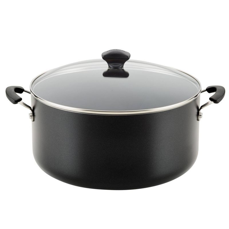 Farberware 10.5 Quart Black Aluminum Nonstick Stockpot with Glass Lid