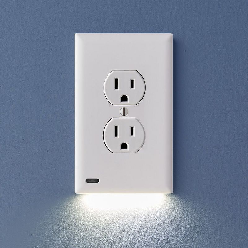 White Duplex Outlet Cover Plate with LED Night Light - 3 Pack