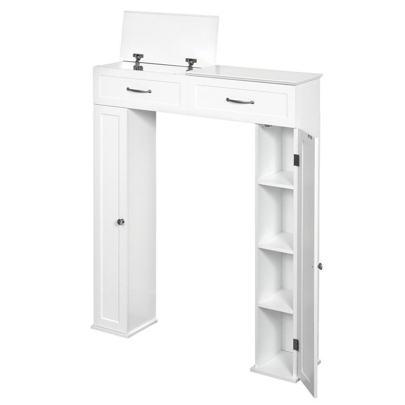 White Adjustable Over-the-Toilet Storage Cabinet with Doors