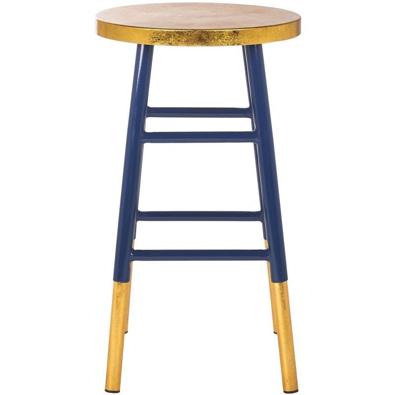 Navy and Gold Backless Metal Counter Stool