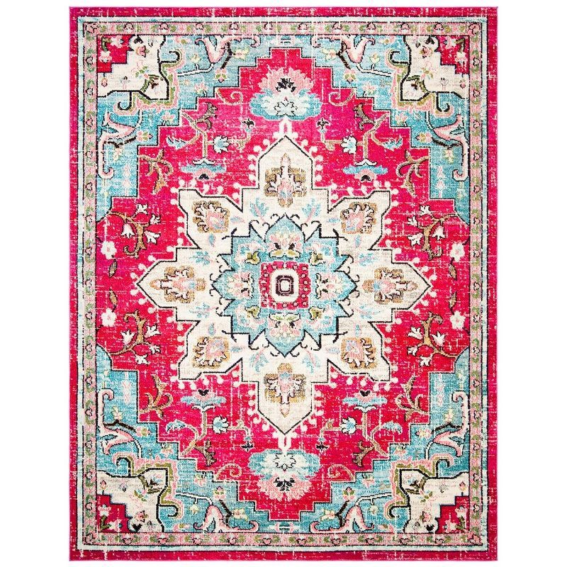 Fuchsia/Blue Synthetic Hand-Knotted Area Rug, 8' x 10'