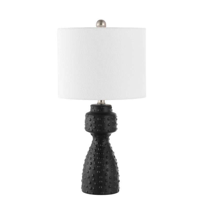 Black Ceramic Table Lamp with White Drum Shade, 22 Inch