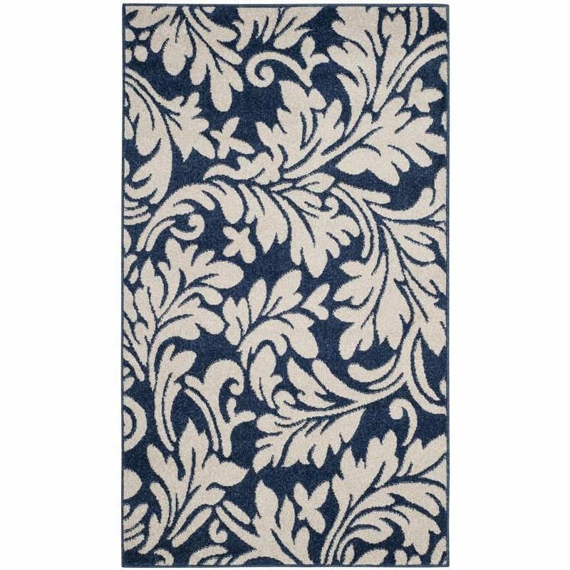 Ivory Floral Elegance 4' x 6' Reversible Synthetic Area Rug