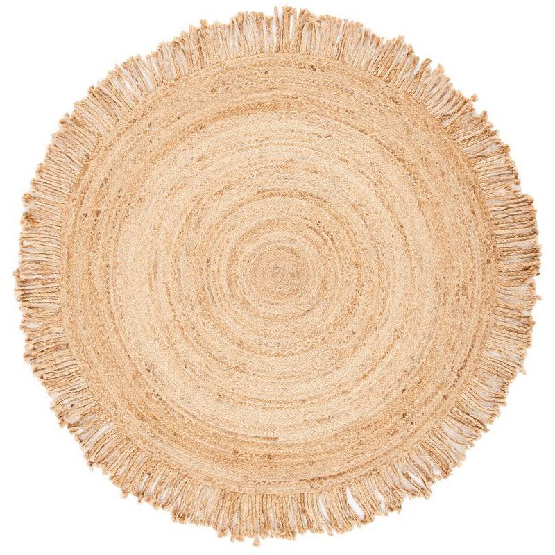 Handwoven Natural Jute 5' Round Braided Area Rug