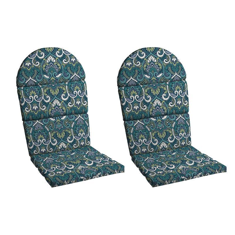 Sapphire Aurora Blue Damask Foam Adirondack Chair Cushions, Set of 2
