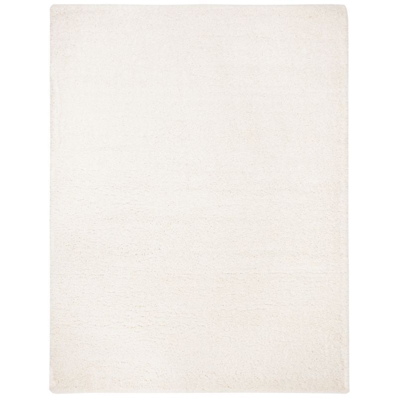Ivory Rectangular Hand-knotted Shag Area Rug