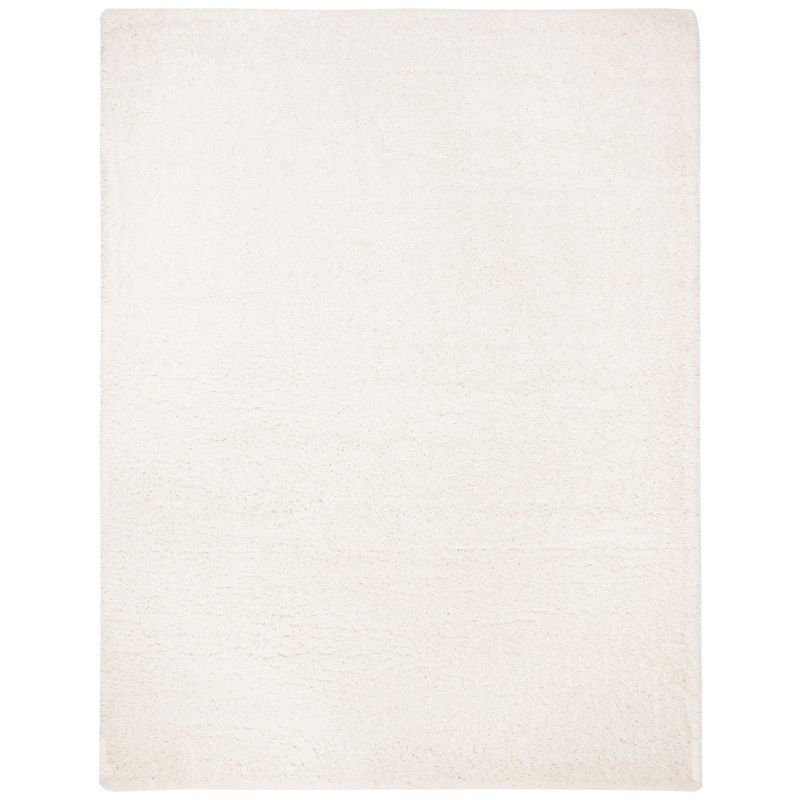 Ivory Rectangular Hand-knotted Shag Area Rug