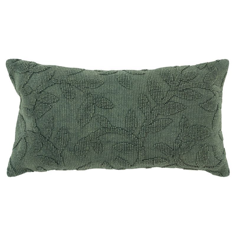 Forest Green Botanical Cotton Rectangular Throw Pillow