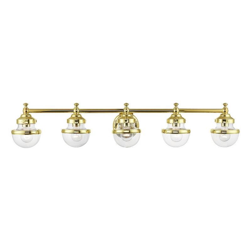 Oldwick Polished Brass 5-Light Vanity with Hand-Blown Clear Glass