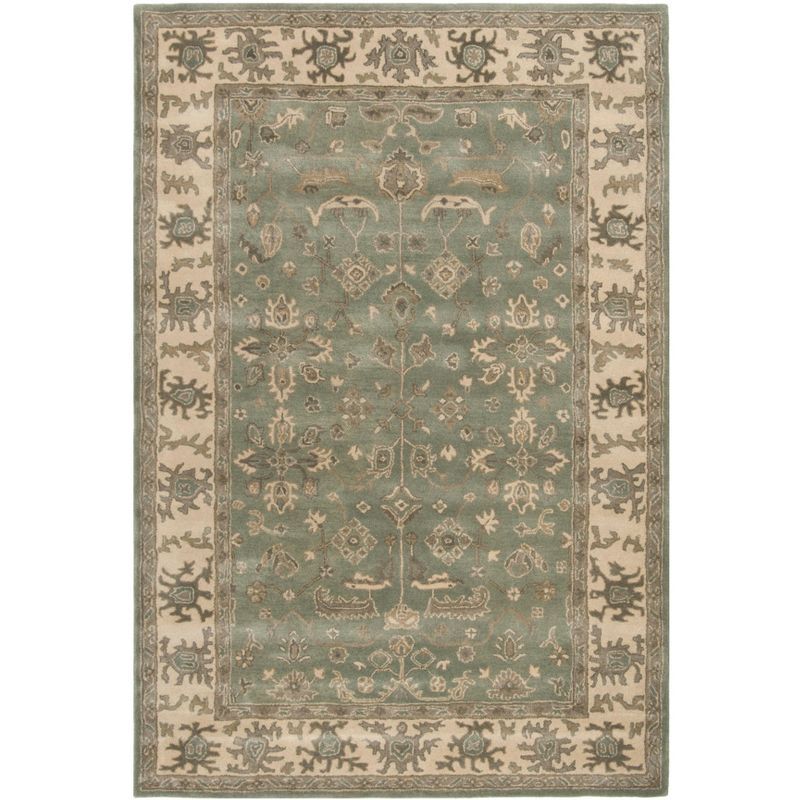 Slate and Cream Hand-Tufted Wool Area Rug, 8' x 10'