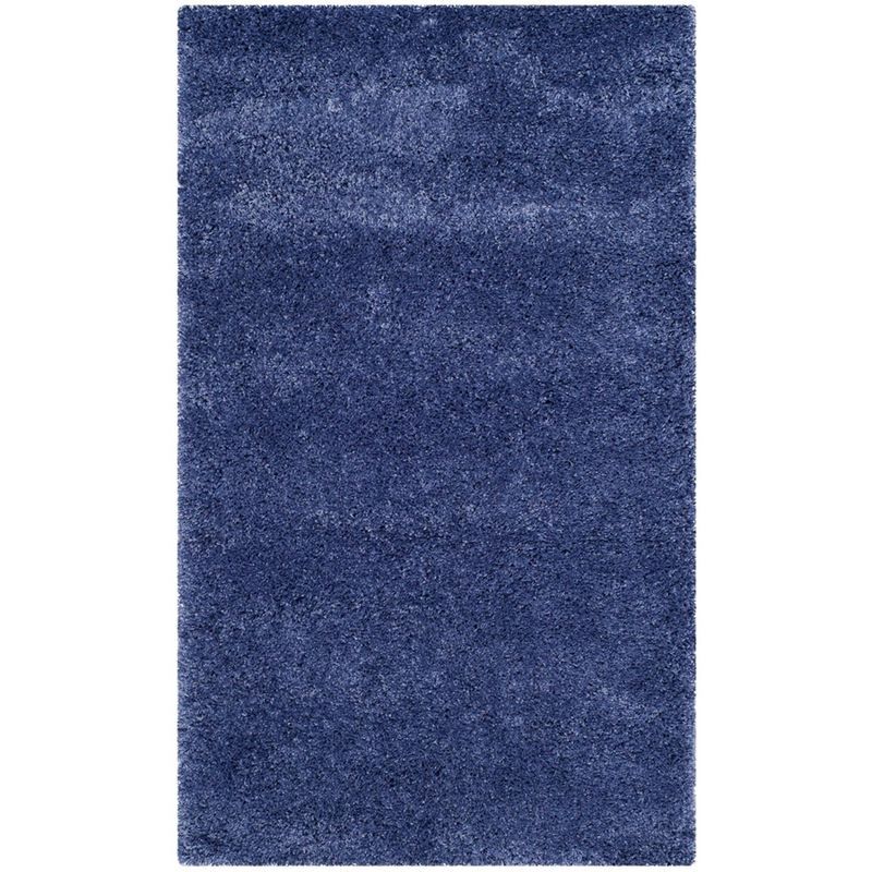 Periwinkle Hand-Knotted Shag Synthetic Area Rug 4' x 6'