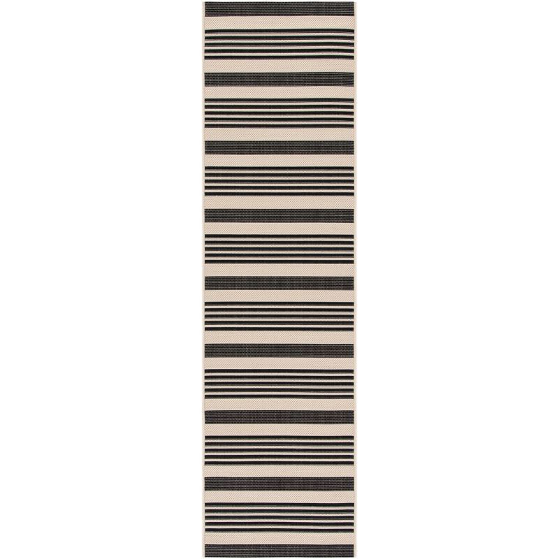 Courtyard Chic Black/Bone 2'3" x 12' Runner Indoor/Outdoor Rug