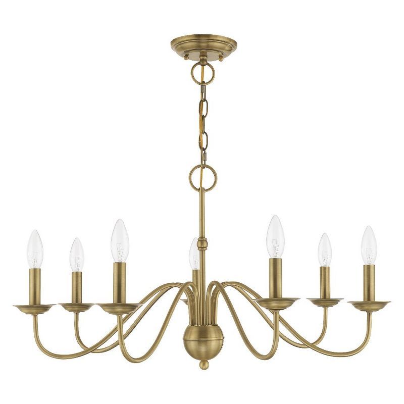 Elegant Antique Brass 7-Light Candelabra Chandelier