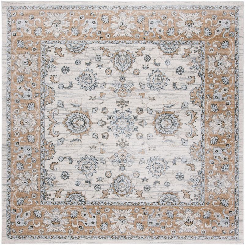 Isabella Cream Beige Synthetic Square Oriental Area Rug