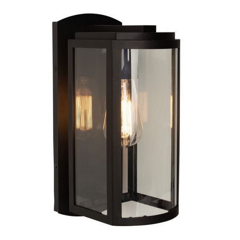 Matte Black Dimmable Outdoor Wall Light with Clear Glass