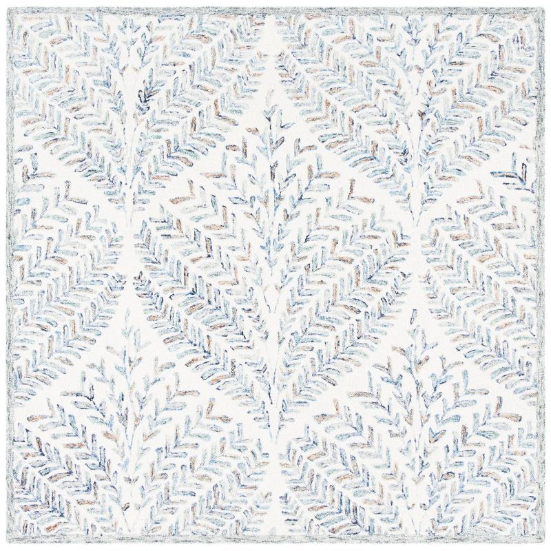 Capri Blue and Ivory Hand-Tufted Wool Square Rug