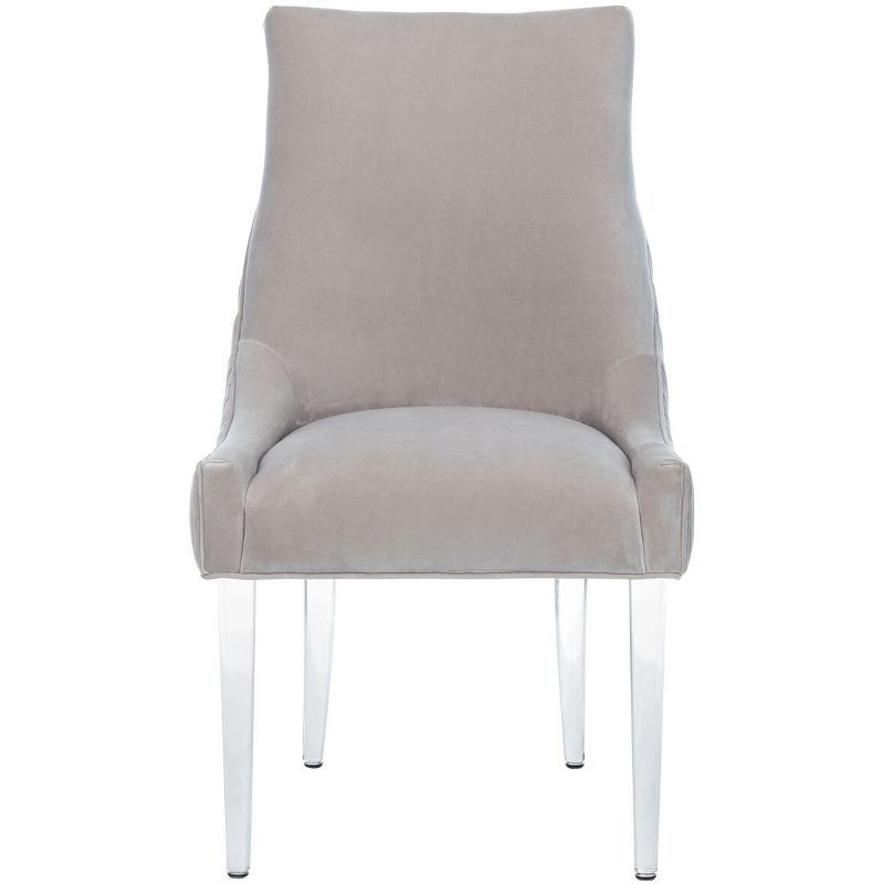 Transitional Pale Taupe Velvet Side Chair with Acrylic Legs