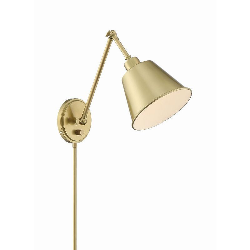 Aged Brass Adjustable Arm Dimmable Wall Sconce