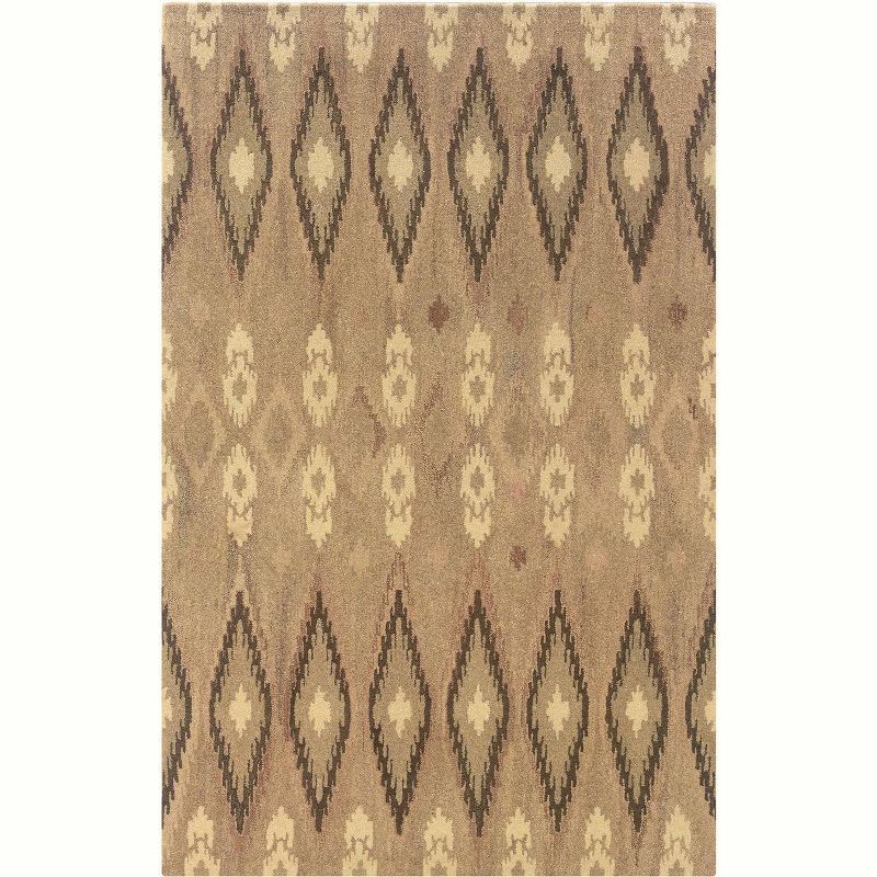 Ivory and Beige Handmade Wool Tufted Oriental Area Rug