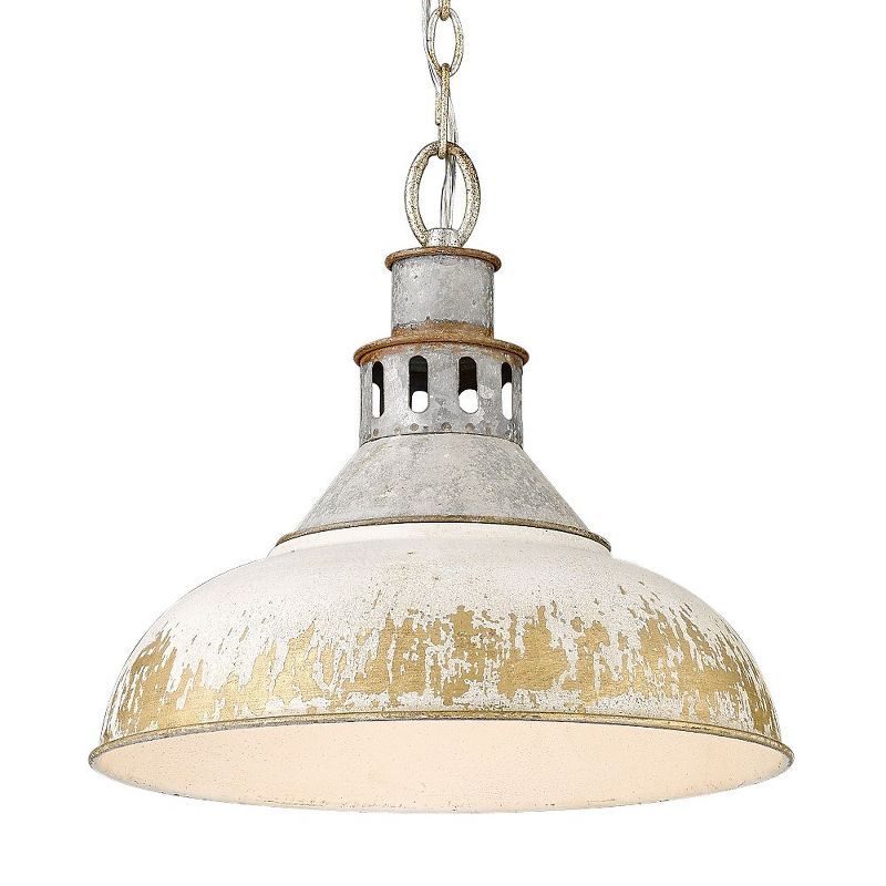 Kinsley Vintage Steel Large Pendant with Antique Ivory Shade