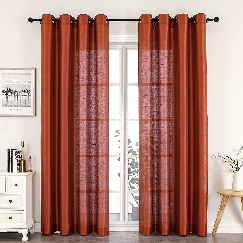 Spice Faux Silk Sheer Grommet Curtain Panel