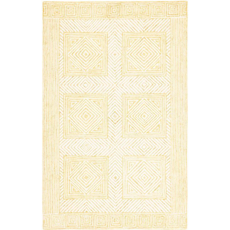 Ivory and Yellow Hand-Tufted Wool Area Rug 3' x 5'