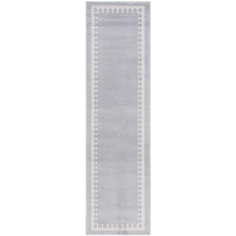 Grey and Beige Synthetic Hand-knotted Runner Rug, 2'-3" x 8'
