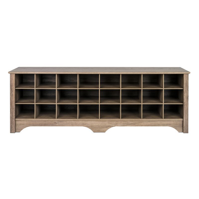 Drifted Gray Laminated Entryway Shoe Storage Cubby Bench