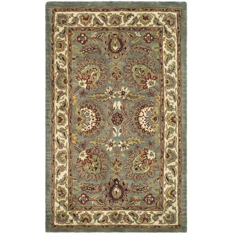 Classic Celadon and Ivory Hand-Tufted Wool Rug, 3' x 5'