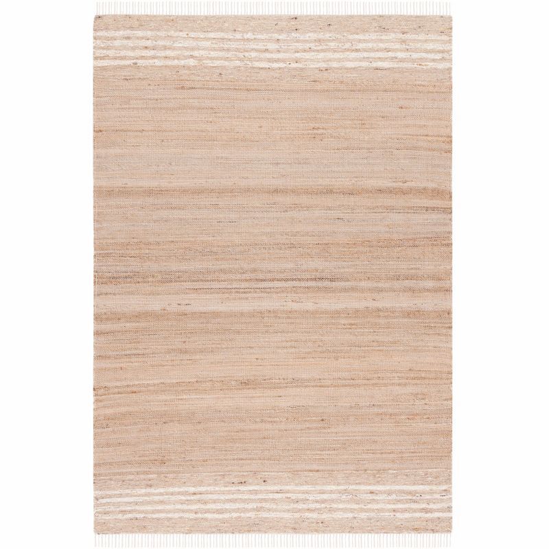 Ivory and Natural Striped Handwoven Wool Area Rug