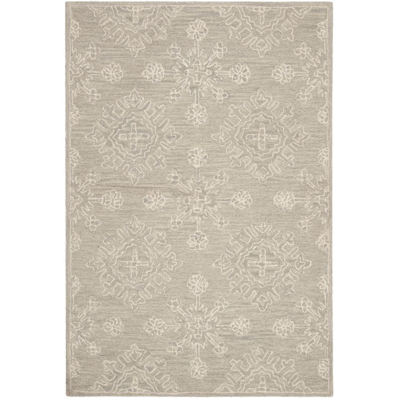 Hand-Tufted Gray Wool Square Accent Rug 47" x 47"