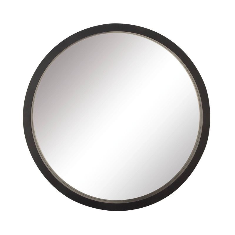 Elegant 32" Round Black Wood Framed Wall Mirror