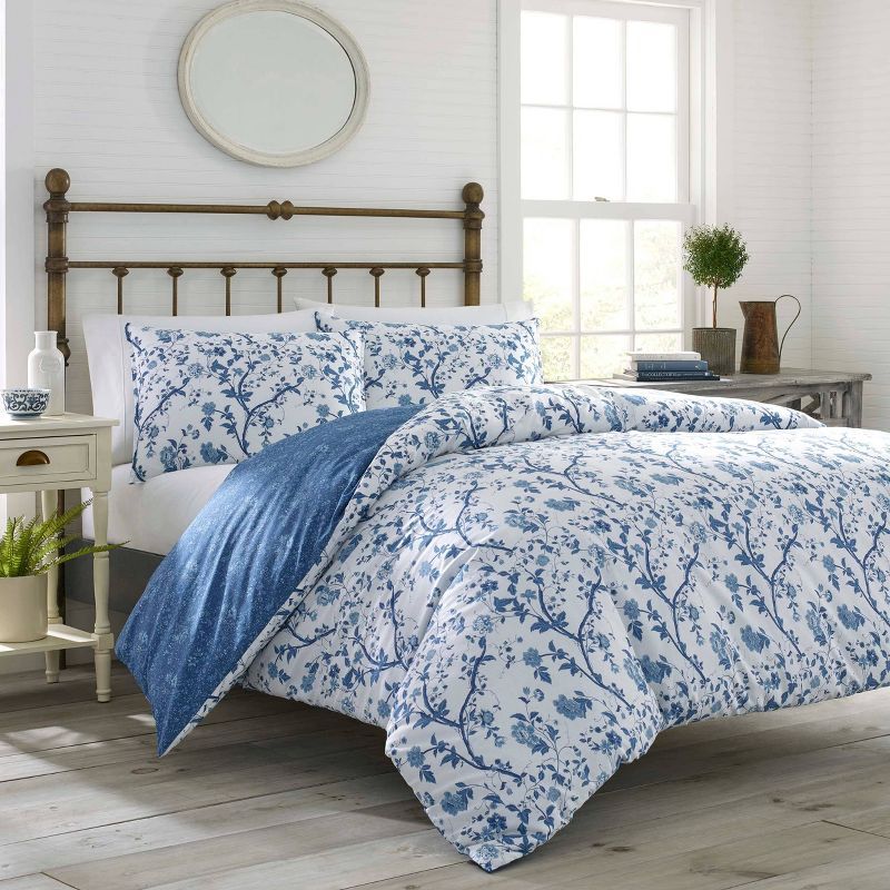 Elise Blue Floral Cotton Duvet Cover Set