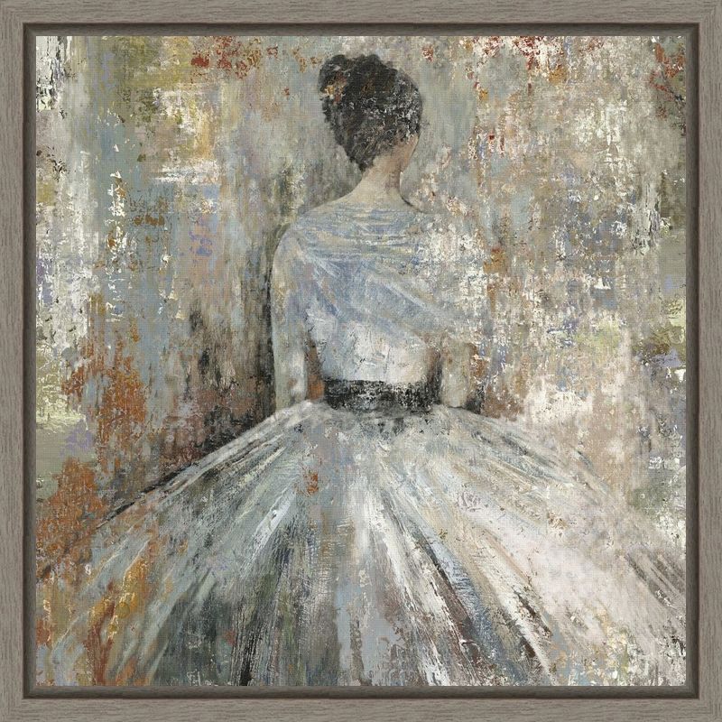 Impressionist Woman in Elegant Gown Framed Canvas Art