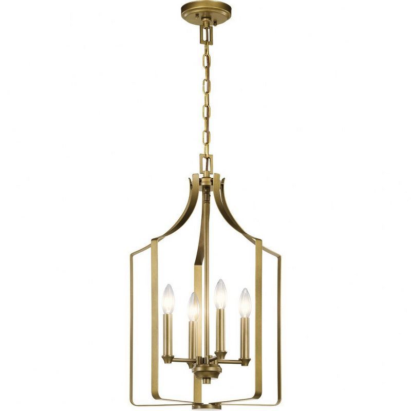 Elegant Mini Cage 4-Light Chandelier in Natural Brass