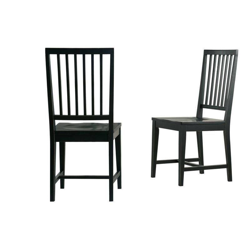 Vienna High-Back Black Rubberwood Slat Side Chairs, Set of 2