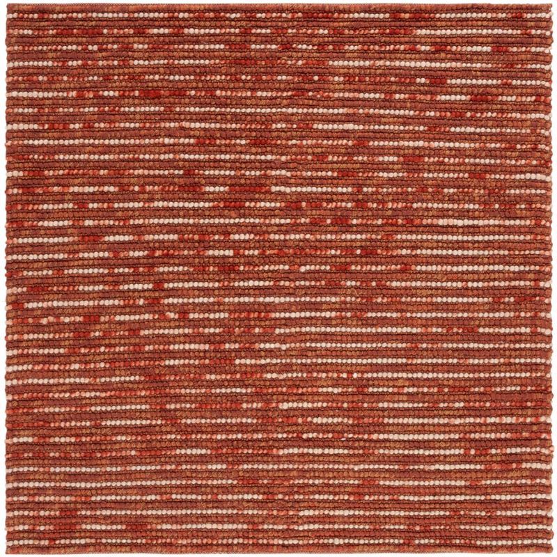 Hand-Knotted Square Rust and Multi Wool Area Rug