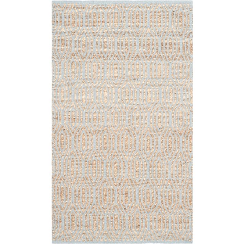 Handmade Silver and Natural Cotton Geometric Area Rug, 3' x 5'