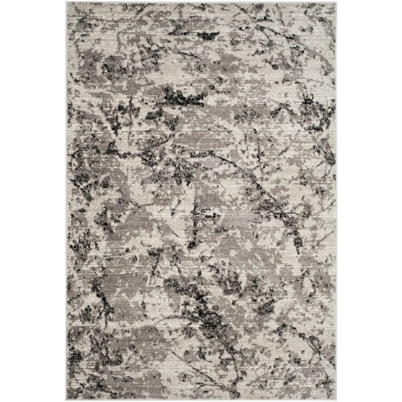 Reversible Gray Abstract Hand-Knotted Synthetic Area Rug 5'1" x 7'6"
