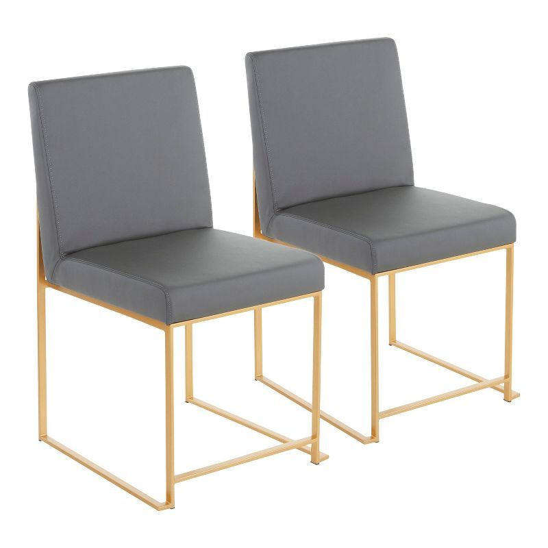 Elevated Fuji Gold Metal Frame Side Chair with Grey Faux Leather