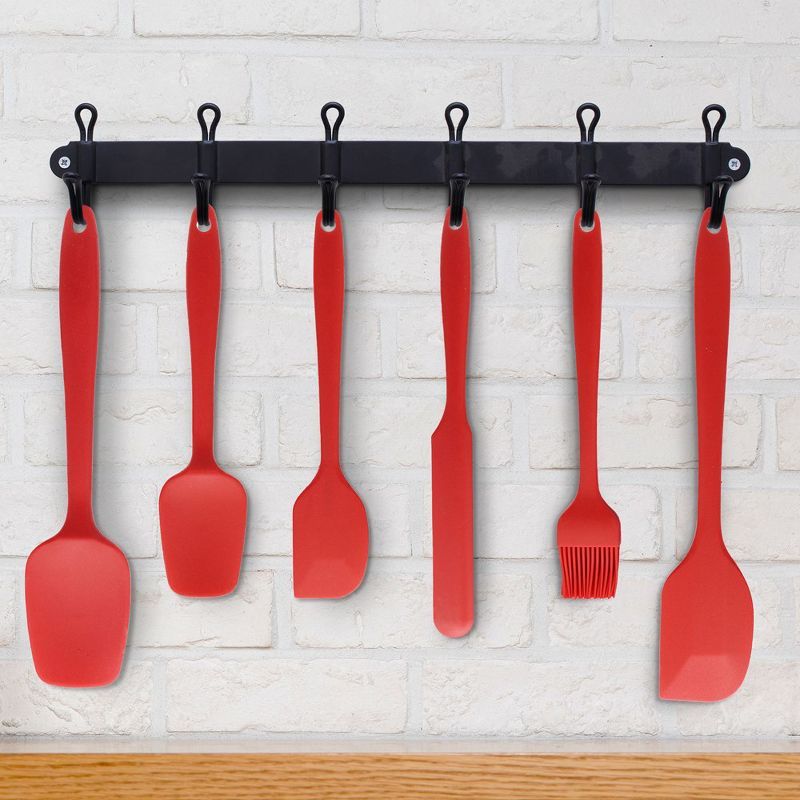 Cheer Collection 6-Piece Red Silicone Spatula Set for Nonstick Cookware