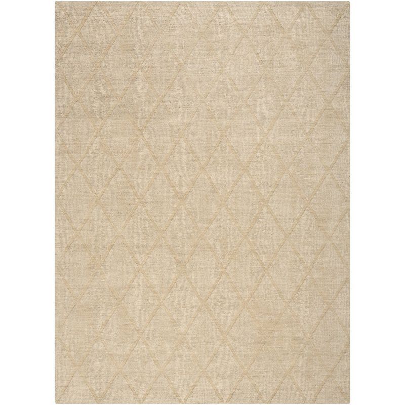Beige 5' x 7' Handmade Wool Flat Woven Area Rug