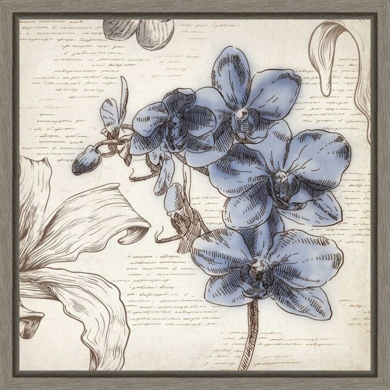 Blushing Blue Orchid Botanical Canvas Wall Art Print