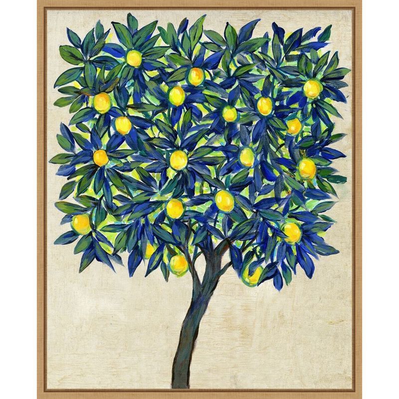 Sylvie Maple Framed Lemon Tree Canvas Wall Art 16 x 20 Inches