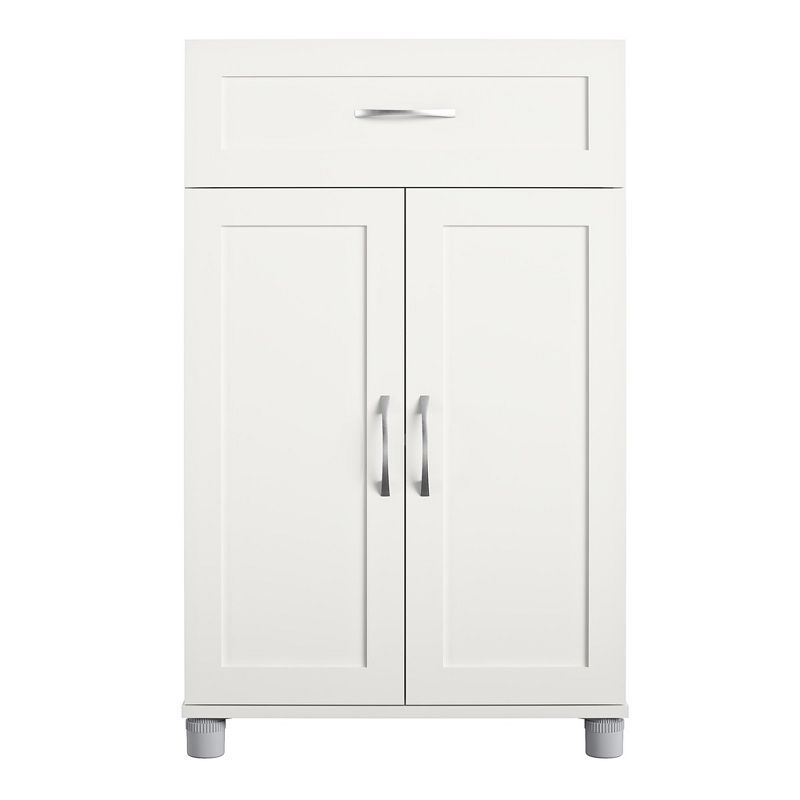 White Freestanding 2-Door 1-Drawer Storage Cabinet